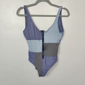 Lisa Marie Fernandez Patchwork Swimsuit Womens 3 6-8 Blue Zip One Piece Beach‎